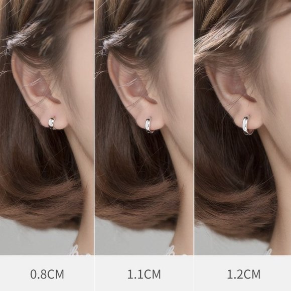 Solid Silver tiny huggie earrings- SH005 12mm - Picture 8 of 11